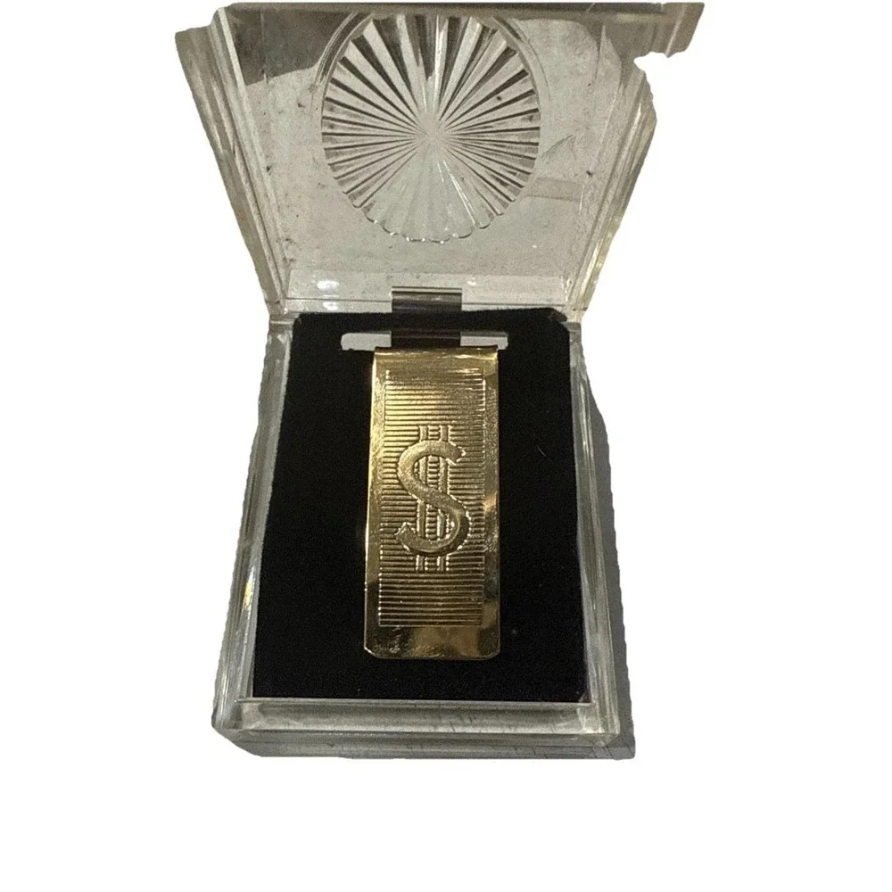 Vintage Money Clip with Dollar Sign Designe‎ - Goldtone